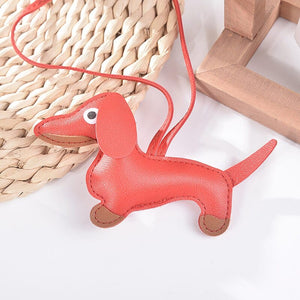 GeckoCustom Dachshund PU Leather Dog Keychains Pink