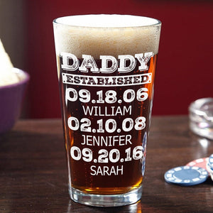 GeckoCustom Dad Established Custom Name Father's Day Print Beer Glass TH10 891059 16oz / 2 sides