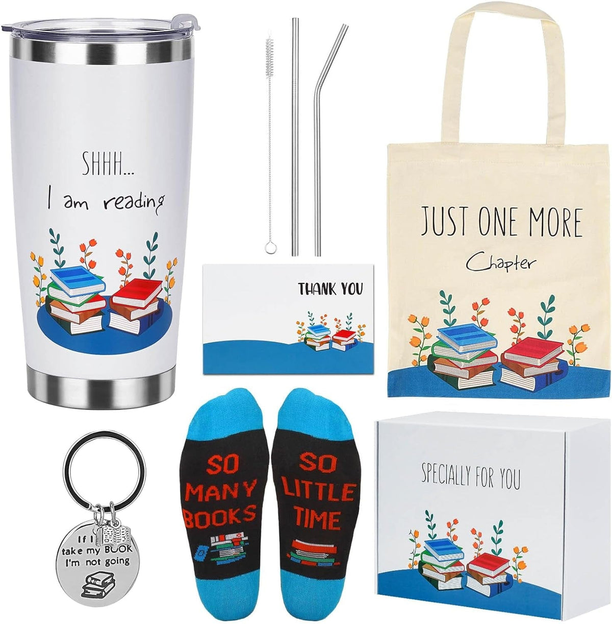 GeckoCustom Dad Gifts, 8PCS Fathers Day Gift Includes 20Oz Tumbler with Lid Straw Brush Socks Bracelet Key Chain Thanks Card Gift Box, Best Dad Ever Gifts from Daughter Son Kids for Christmas Birthday Blue