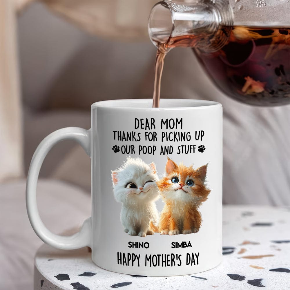 GeckoCustom Dad Mom Thanks For Picking Up My Poop And Stuff Personalized White Mug Gift For Cat Lovers CH07 895240