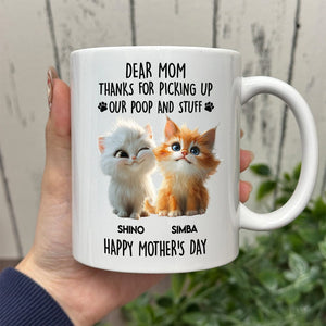 GeckoCustom Dad Mom Thanks For Picking Up My Poop And Stuff Personalized White Mug Gift For Cat Lovers CH07 895240