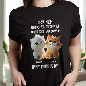 GeckoCustom Dad, Mom Thanks For Picking Up Our Poop And Stuff Personalized Dark Shirt Cat Lover Gifts CH07 895248