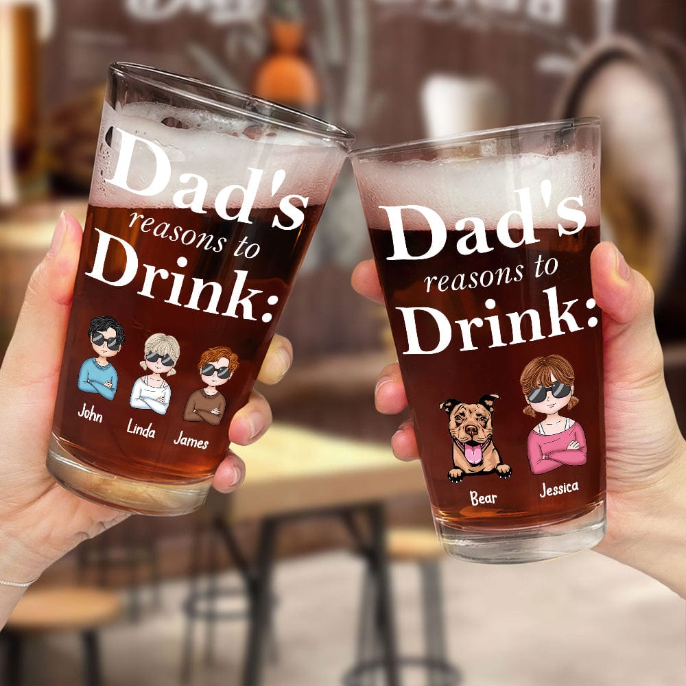 So Glad You're Our Dad Personalized Photo 16oz Beer Glass - GeckoCustom