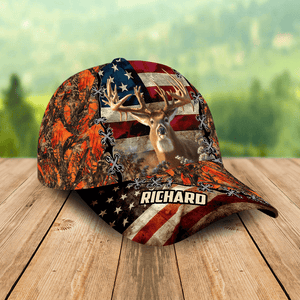 GeckoCustom Deer And Duck Hunting American Flag Baseball Cap Personalized Gift N304 890031 Polyester
