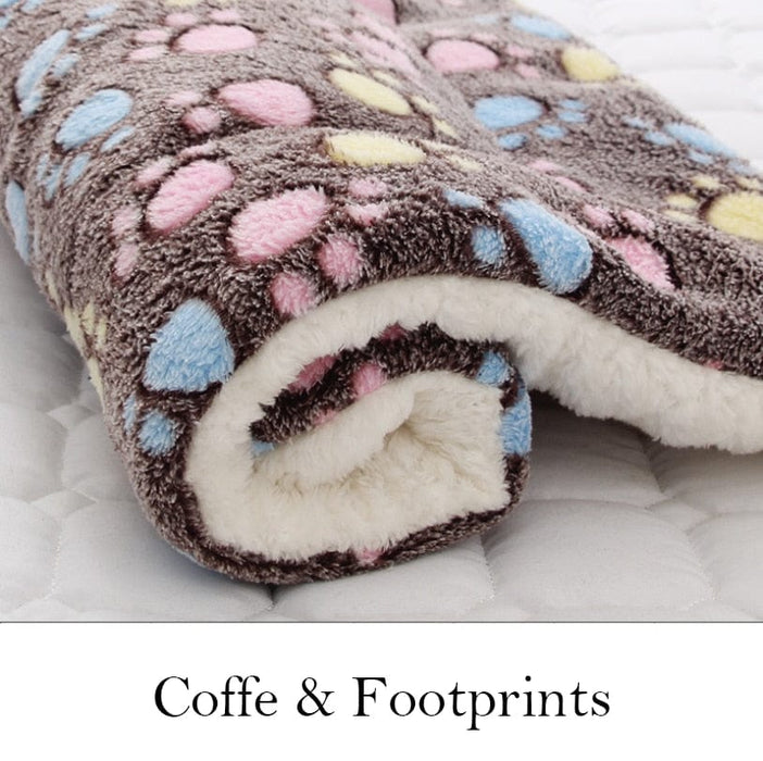 GeckoCustom Dog Bed Thickened Dog Mat Pet Cat Soft Fleece Pad Blanket Bed Mat Cushion Home Washable Rug Keep Warm Pet Supplies cama perro Coffe with Footprint / XS 32x25cm / China