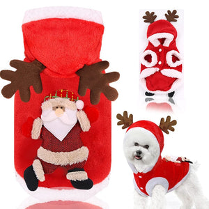 GeckoCustom Dog Christmas Clothes Winter Warm Pet Clothes Santa Claus / XS