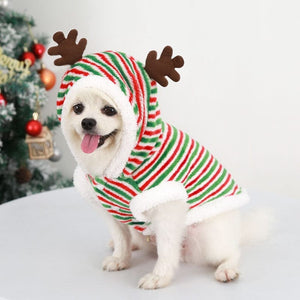 GeckoCustom Dog Christmas Clothes Winter Warm Pet Clothes Stripe / XS