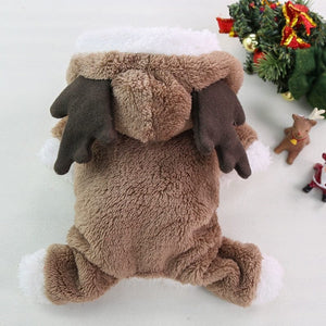 GeckoCustom Dog Christmas Clothes Winter Warm Pet Clothes for Small Medium Dogs Elk Santa Claus Dog Cats Coat Hoodies Christmas Dogs Costume Brown / XS