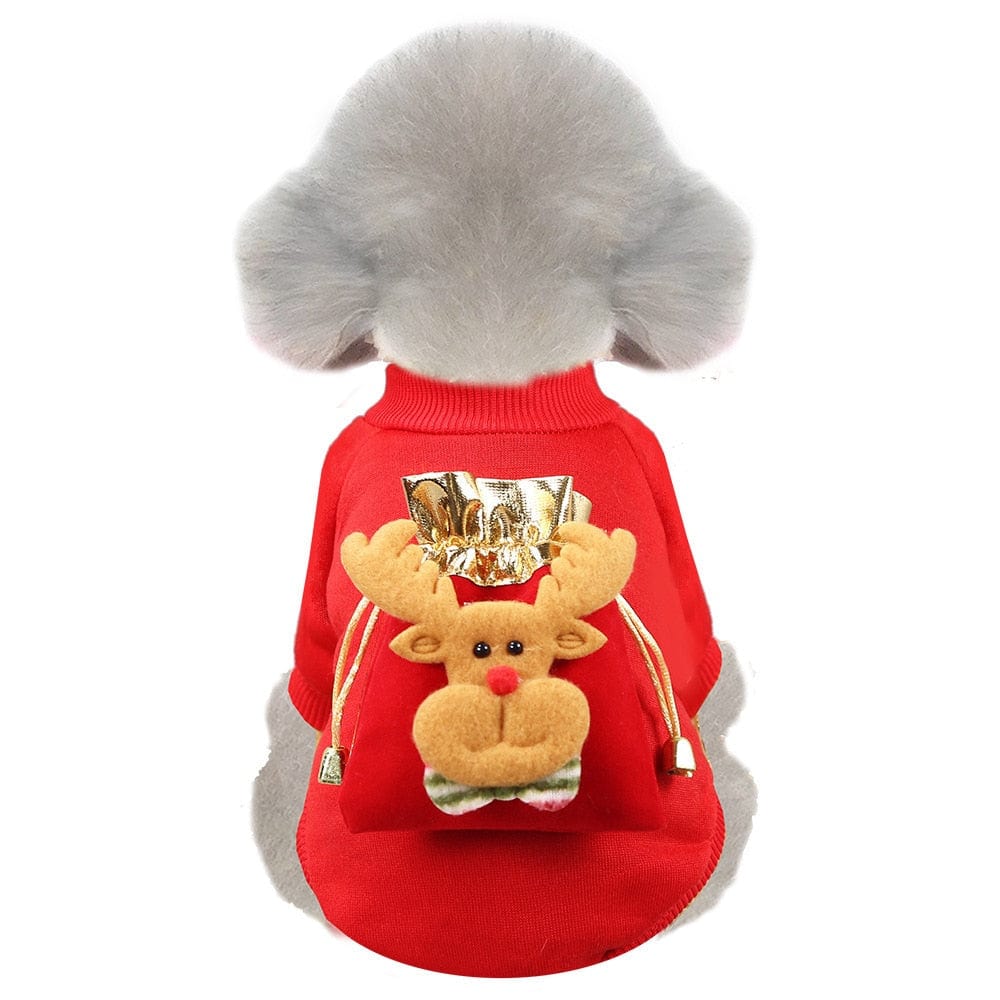 GeckoCustom Dog Christmas Clothes Winter Warm Pet Clothes for Small Medium Dogs Elk Santa Claus Dog Cats Coat Hoodies Christmas Dogs Costume Elk / XS