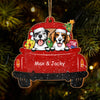 GeckoCustom Dog Christmas Red Truck Christmas Personalized Gift Wood Ornament HA75 891228