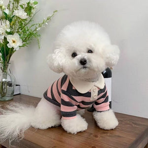 GeckoCustom Dog Clothes Schnauzer Teddy York Shire Polo Shirt Summer Dress Striped Pet T-Shirt Dog Costume Soft Pullover Suit for Dog Puppy