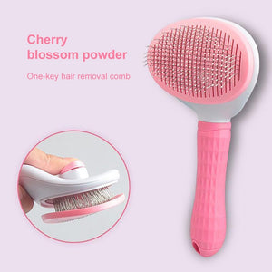 GeckoCustom Dog Hair Remover Brush Cat Dog Hair Grooming And Care Comb For Long Hair Dog Pet Removes Hairs Cleaning Bath Brush Dog Supplies oval pink