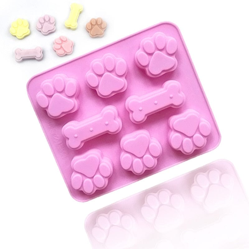 GeckoCustom Dog Paw Bone Mold Pet Frozen Treats Silicone Mould Puppy Cat Print Treat Moldes De Silicona Baking Accessories Cupcake Topper