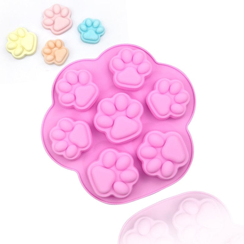GeckoCustom Dog Paw Bone Mold Pet Frozen Treats Silicone Mould Puppy Cat Print Treat Moldes De Silicona Baking Accessories Cupcake Topper F