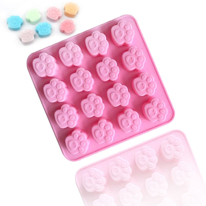  Dog treat baking mold Silicone Molds for Chocolate, Candy,  Jelly, Ice Cube dog treat silicone baking molds Dog Paw and Bone Silicone  Molds (Blue,Pink) : Pet Supplies