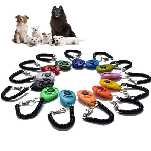 GeckoCustom Dog Training Clicker Pet Cat Plastic New Dogs Click Trainer Aid Tools Adjustable Wrist Strap Sound Key Chain Dog Supplies