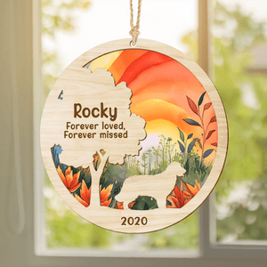 GeckoCustom Dog With Rainbow Bridge Layer Wood Ornament Personalized Gift N304 889939