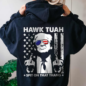 GeckoCustom Donald Trump Hawk Tuah Spit On That Thang Backside Shirt DM01 891325