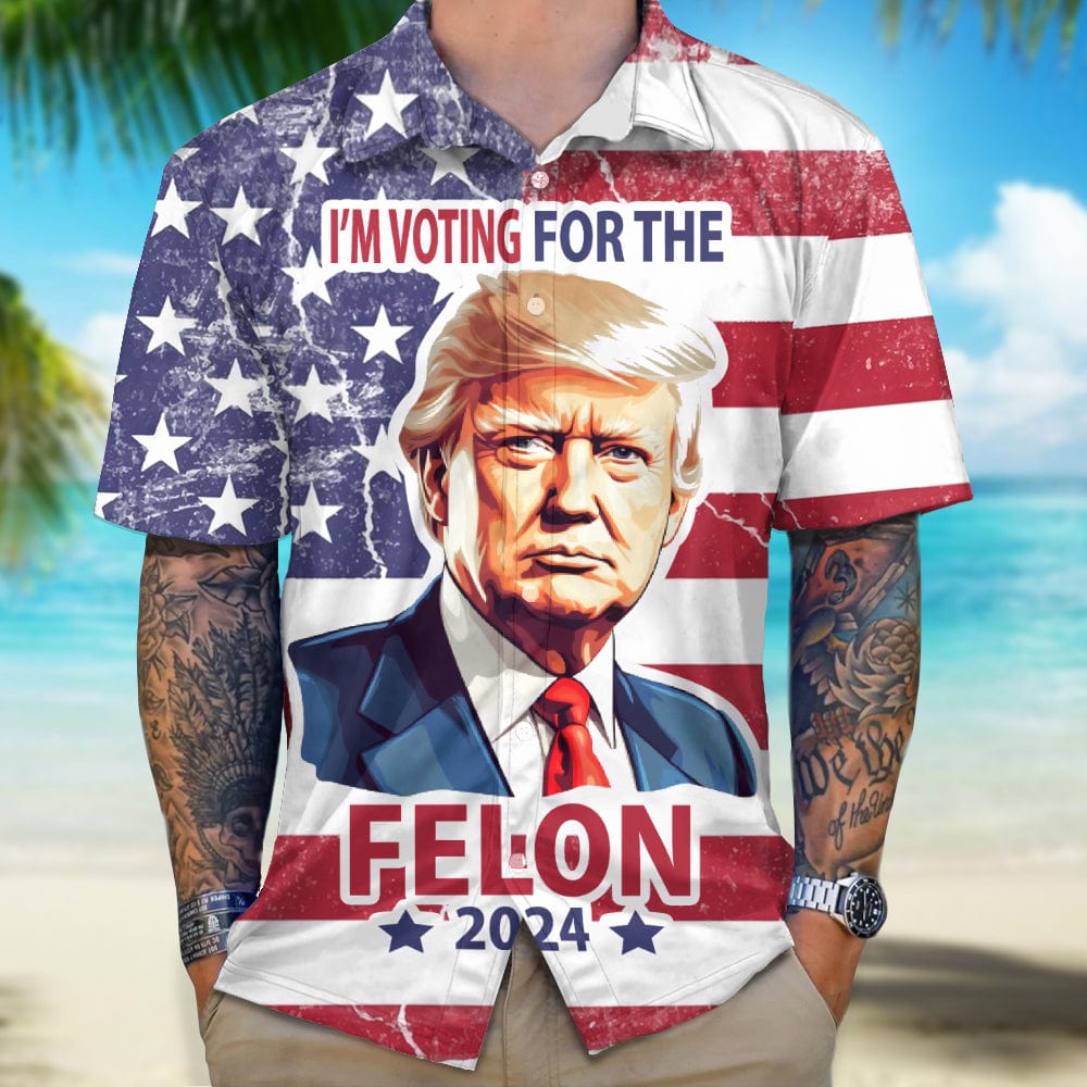 GeckoCustom Donald Trump I'm Voting For The Felon 2024 Hawaiian Shirt 891179