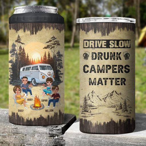 GeckoCustom Drive Slow Drunk Campers Matter Camping 4 In 1 Can Cooler Tumbler T228 889404