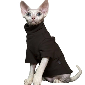 GeckoCustom DUOMASUMI Sphynx Cat Clothes Baby Soft Cotton Fall Winter Kitten Clothes for Cornish Devon Cat Costume Hairless Cat Clothes Black / XS