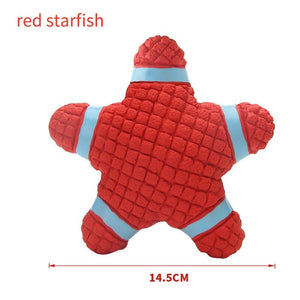 GeckoCustom Durable Ball Squeak Toys Cleaning Tooth Chew Voice Toy Pet Supplies Non-toxic Training Balls Soft Latex Pet Dog Toy red starfish / S