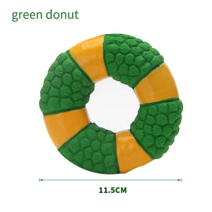 GeckoCustom Durable Ball Squeak Toys Cleaning Tooth Chew Voice Toy Pet Supplies Non-toxic Training Balls Soft Latex Pet Dog Toy green donut / S