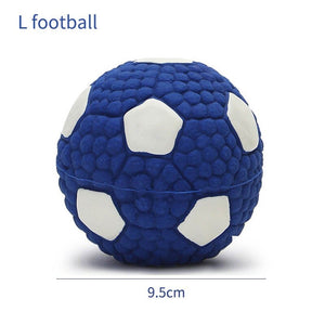 GeckoCustom Durable Ball Squeak Toys Cleaning Tooth Chew Voice Toy Pet Supplies Non-toxic Training Balls Soft Latex Pet Dog Toy L football / S