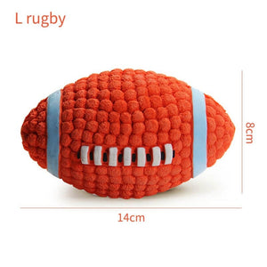 GeckoCustom Durable Ball Squeak Toys Cleaning Tooth Chew Voice Toy Pet Supplies Non-toxic Training Balls Soft Latex Pet Dog Toy L rugby / S