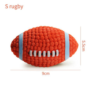 GeckoCustom Durable Ball Squeak Toys Cleaning Tooth Chew Voice Toy Pet Supplies Non-toxic Training Balls Soft Latex Pet Dog Toy S rugby / S
