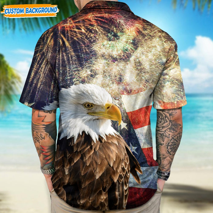 GeckoCustom Eagle With USA Flag Hawaii Shirt N304 889290