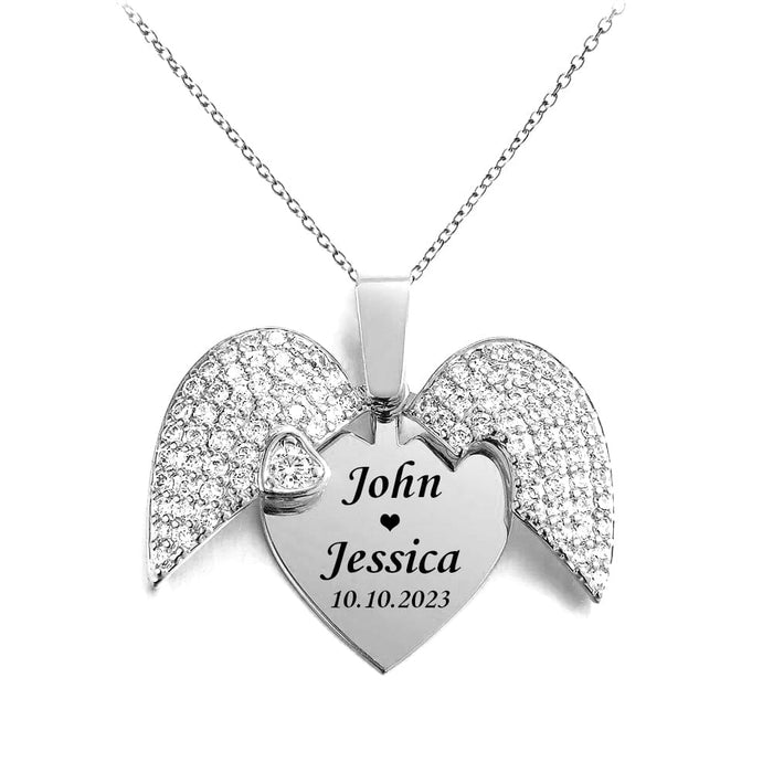 GeckoCustom Engraved Heart Necklace Personalized Gift DA199 890263