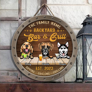 GeckoCustom Family Dog Bar And Grill Wood Doorsign Personalized Gift N304 889797