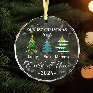 GeckoCustom Family of Three - Our 1st Christmas Personalized Glass Ornament HA75 891380