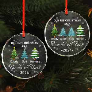 GeckoCustom Family of Three - Our 1st Christmas Personalized Glass Ornament HA75 891380