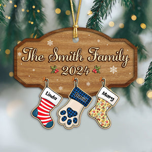 GeckoCustom Family With Pets Personalized Gift Wooden Ornament HA75 891632 4"