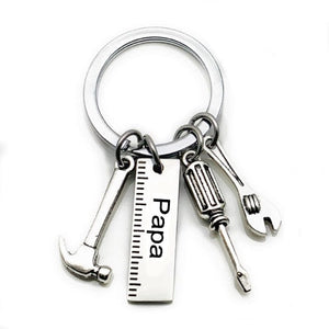 GeckoCustom Fashion Dad Letters Keychains Creative Hammer Screwdriver Wrench Keyring Handbag Decor Tassel Hanging Pendant Father's Day Gifts Papa / China