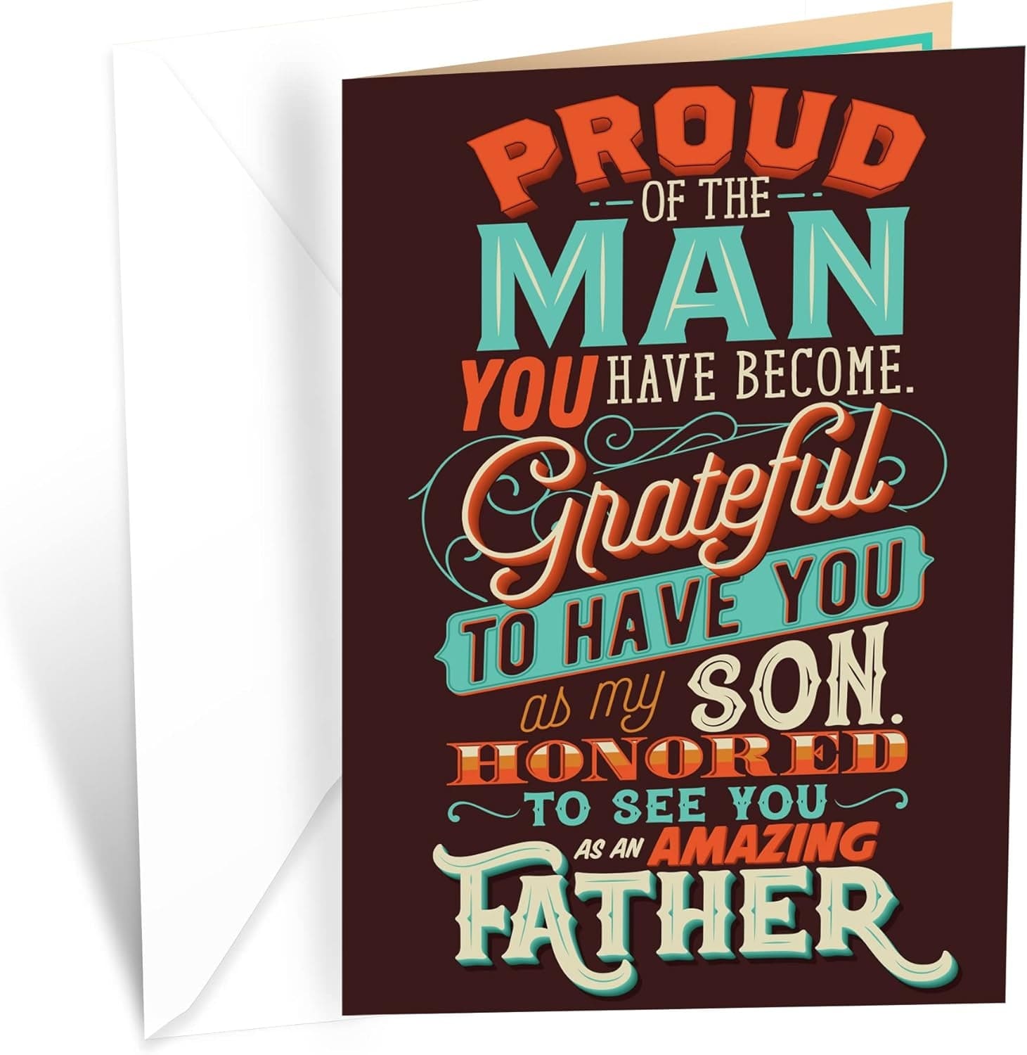 GeckoCustom Father'S Day Card for Son, Made in America, Eco-Friendly, Thick Card Stock with Premium Envelope 5In X 7.75In, Packaged in Protective Mailer Son