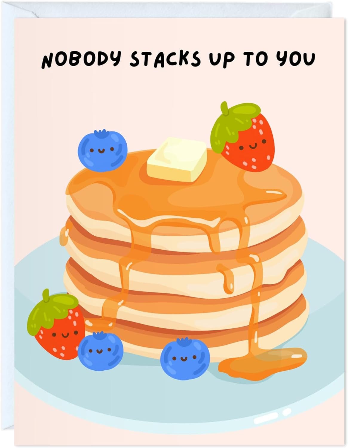 GeckoCustom Fathers Day Card for Dad Birthday, Anniversary Husband Him Grandpa Grandfather Stepdad Stepfather, Birthday Thank You Kawaii Greeting Card (Thanks for Feeding Me ...) Nobody Stacks Up To You - Pancakes