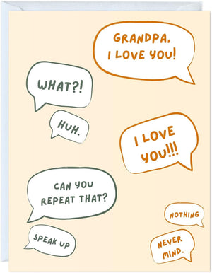 GeckoCustom Fathers Day Card for Dad Birthday, Anniversary Husband Him Grandpa Grandfather Stepdad Stepfather, Birthday Thank You Kawaii Greeting Card (Thanks for Feeding Me ...) Grandpa, I Love You! What? Huh? ...