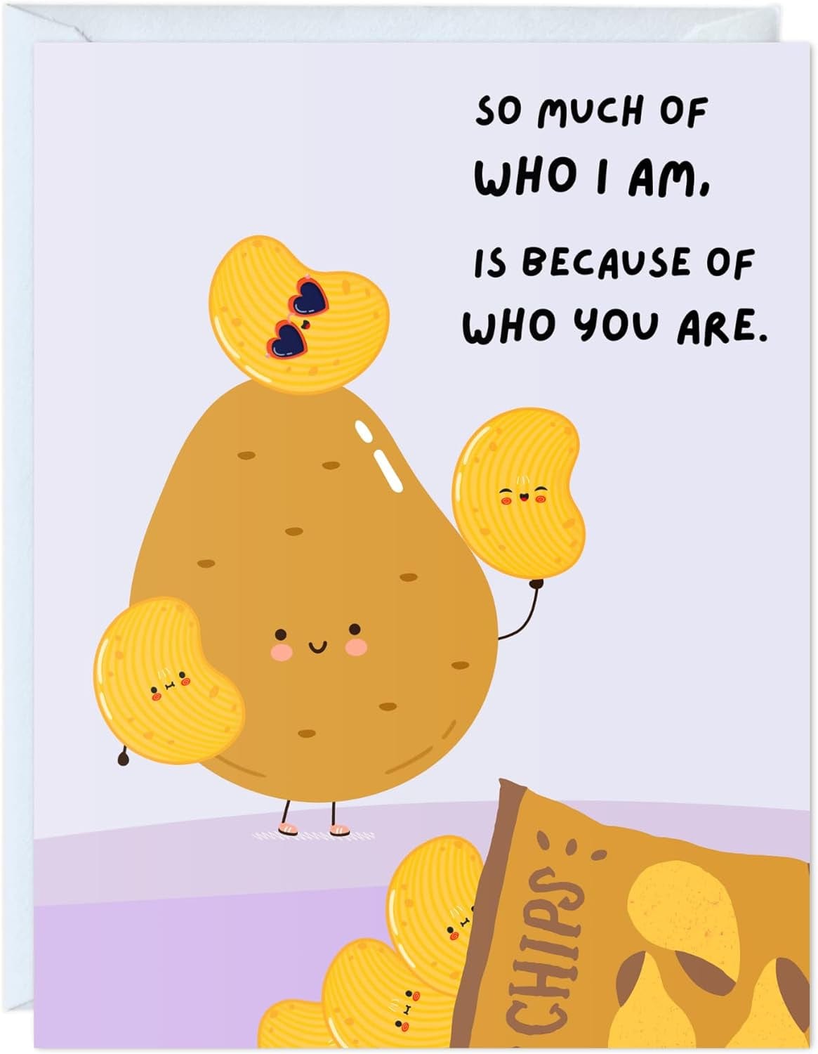 GeckoCustom Fathers Day Card for Dad Birthday, Anniversary Husband Him Grandpa Grandfather Stepdad Stepfather, Birthday Thank You Kawaii Greeting Card (Thanks for Feeding Me ...) So Much Of Who I Am Is Because Of Who You Are (Potato And Chips)