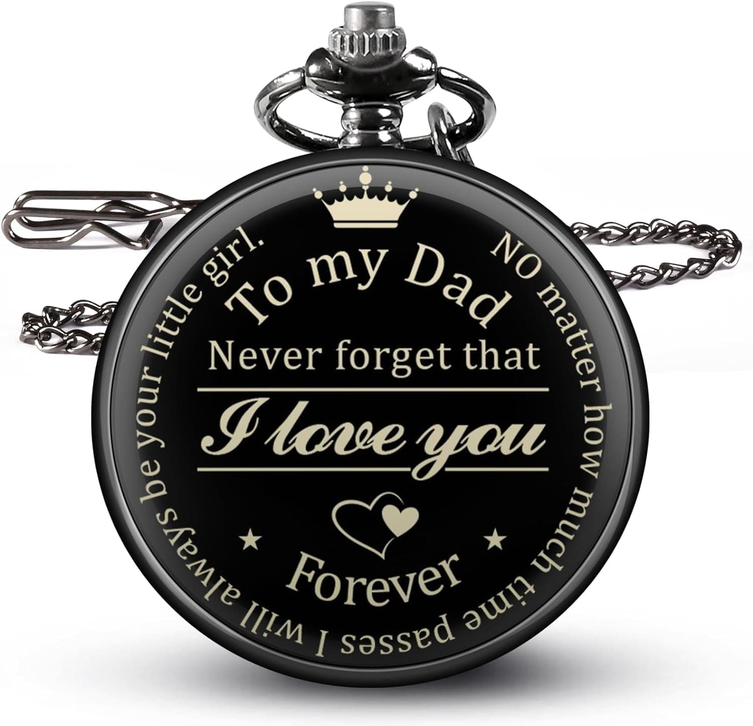 GeckoCustom Fathers Day Dad Gifts from Daughter Son, Birthday Gifts for Dad Grandpa Husband Step Dad Personalized Pocket Watch with Chain Dad