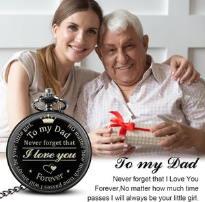 GeckoCustom Fathers Day Dad Gifts from Daughter Son, Birthday Gifts for Dad Grandpa Husband Step Dad Personalized Pocket Watch with Chain