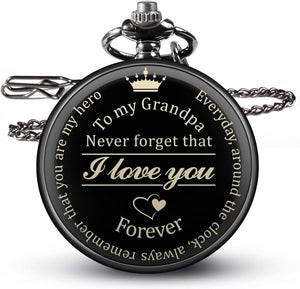 GeckoCustom Fathers Day Dad Gifts from Daughter Son, Birthday Gifts for Dad Grandpa Husband Step Dad Personalized Pocket Watch with Chain Grandpa