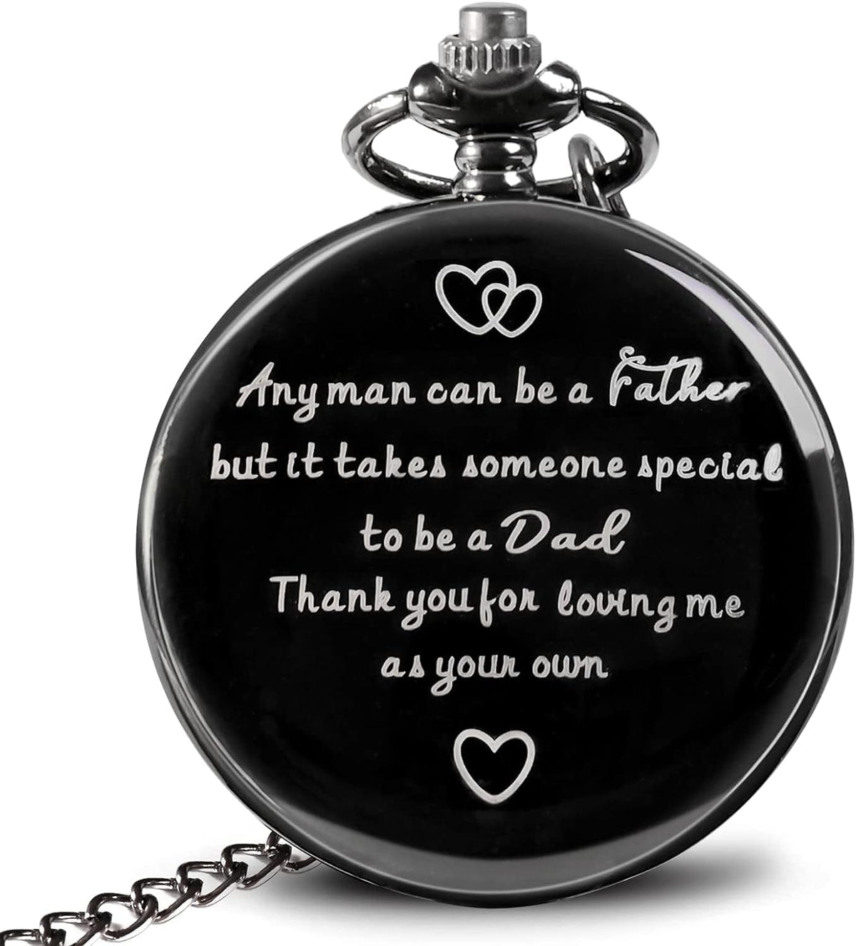 GeckoCustom Fathers Day Dad Gifts from Daughter Son, Birthday Gifts for Dad Grandpa Husband Step Dad Personalized Pocket Watch with Chain Stepfather