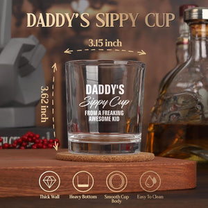GeckoCustom Fathers Day Dad Gifts, Gifts for Dad on Fathers Day from Daughter Son, Fathers Day Christmas Birthday Gifts for Him Men Husband, Dad Gifts for Fathers Day from Kids, Daddys Sippy Cup Whiskey Glass