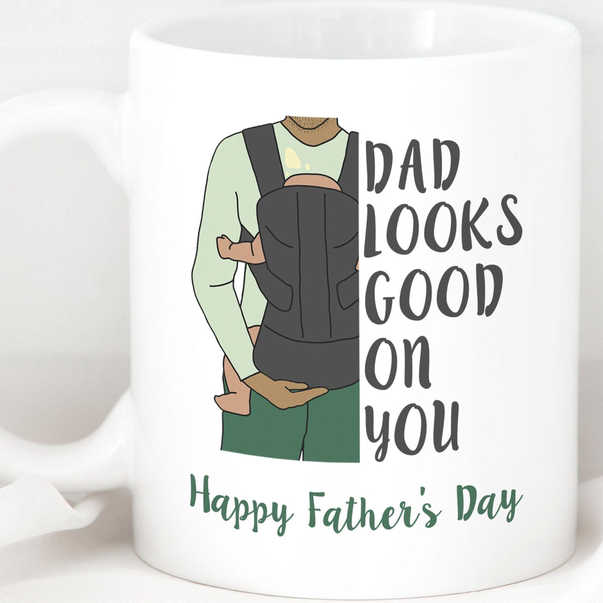 GeckoCustom First Fathers Day Mug, Mug For New Dad, New Dad Congratulations Mug, Baby Daddy Mug, Dad Looks Good On You C307 11oz