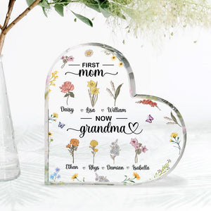 GeckoCustom First Mother Now Granny Heart Acrylic Plaque Personalized Gift K228 890571