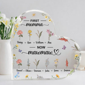 GeckoCustom First Mother Now Granny Heart Acrylic Plaque Personalized Gift K228 890571