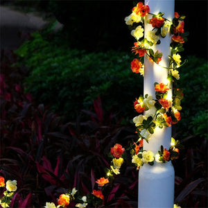 GeckoCustom Flower Green Leaf String Lights Artificial Vine Fairy Lights Battery Powered Christmas Tree Garland Light for Weeding Home Decor 9-Pink orange rose / 2M 20LEDS